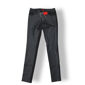 NWT Filomena Fernandez Mix Media Black Womens Pants Jeans Sz 38/XS 2-Tone Skinny